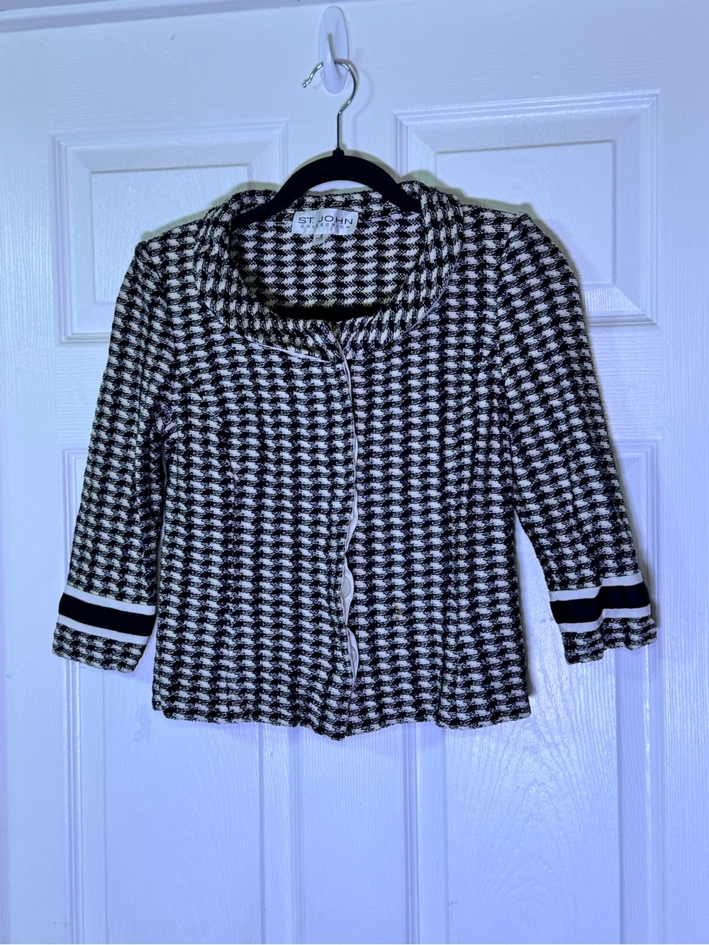 St. John Collection Houndstooth Knit Jacket Blazer size 2